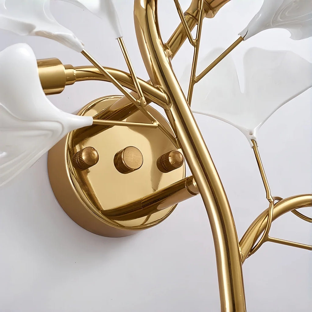 Luxury Gold Ginkgo Leaf Wall Sconce - Modern LED Wall Light