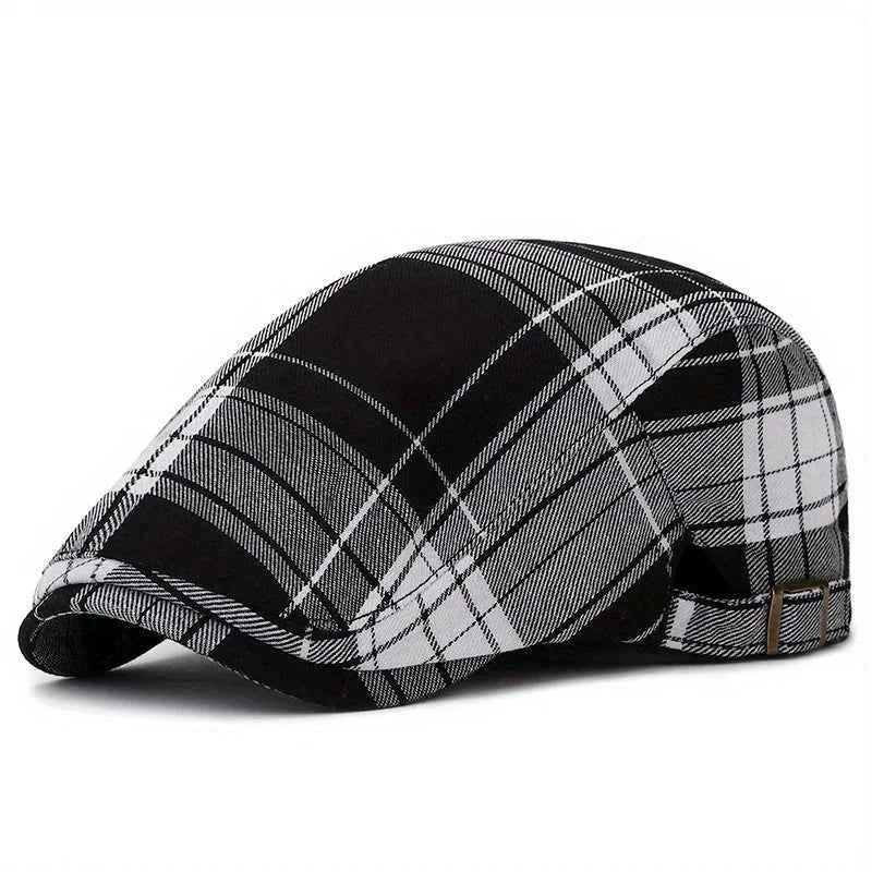Elegant Plaid Beret - British Retro Style