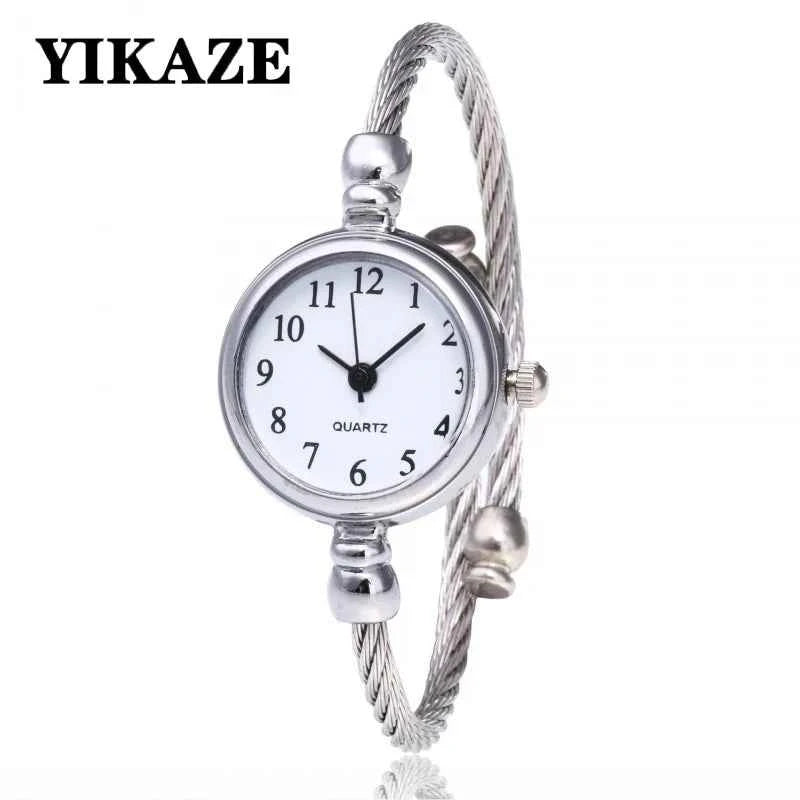 Elegant Small Gold Bangle Watch - Retro Stainless Steel Quartz