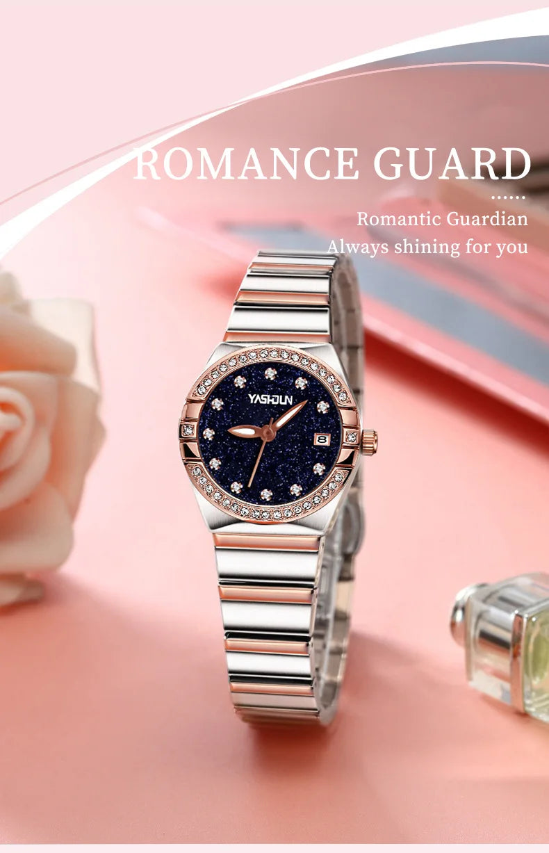 Elegant Ladies Quartz Watch - Waterproof Rose Gold Steel