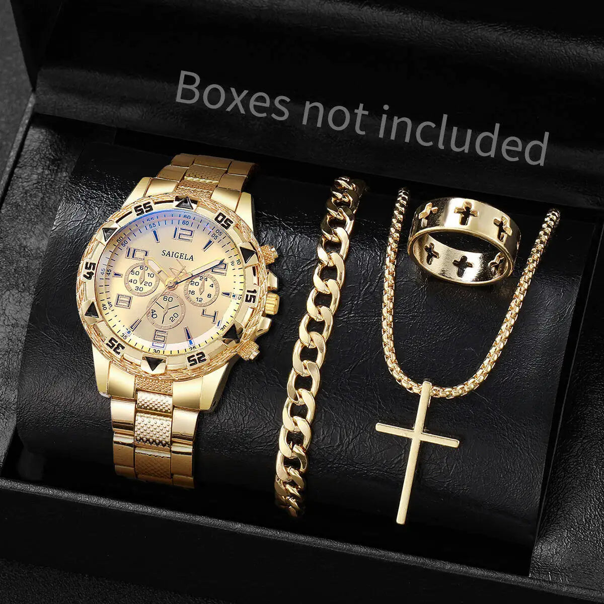Luxury Stainless Steel Watch Jewelry Set - Quartz Wristwatch