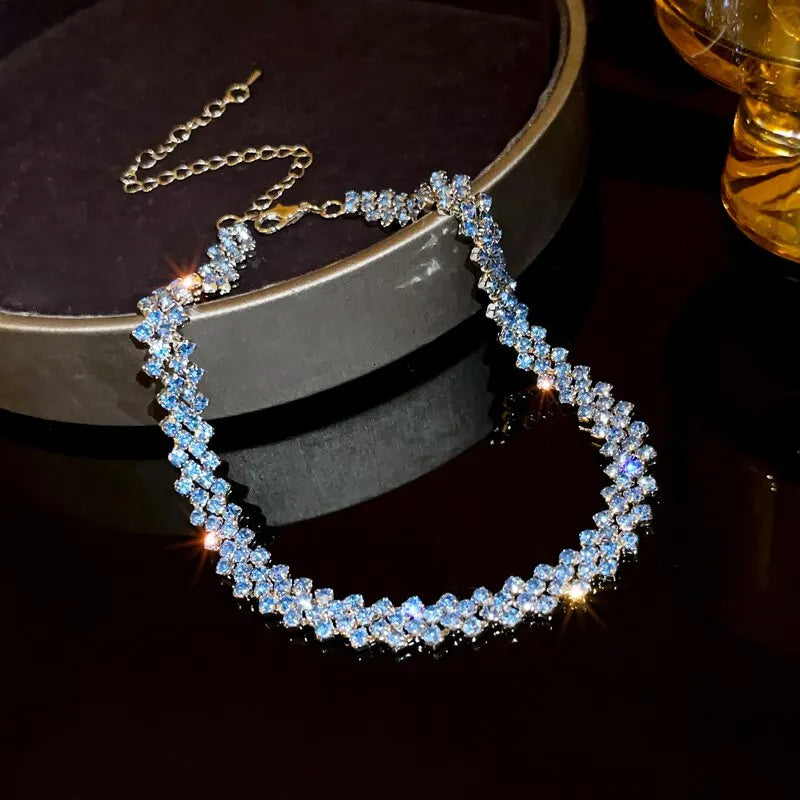 Luxury Shiny Full Rhinestone Choker Necklace - Geometric Crystal Jewelry