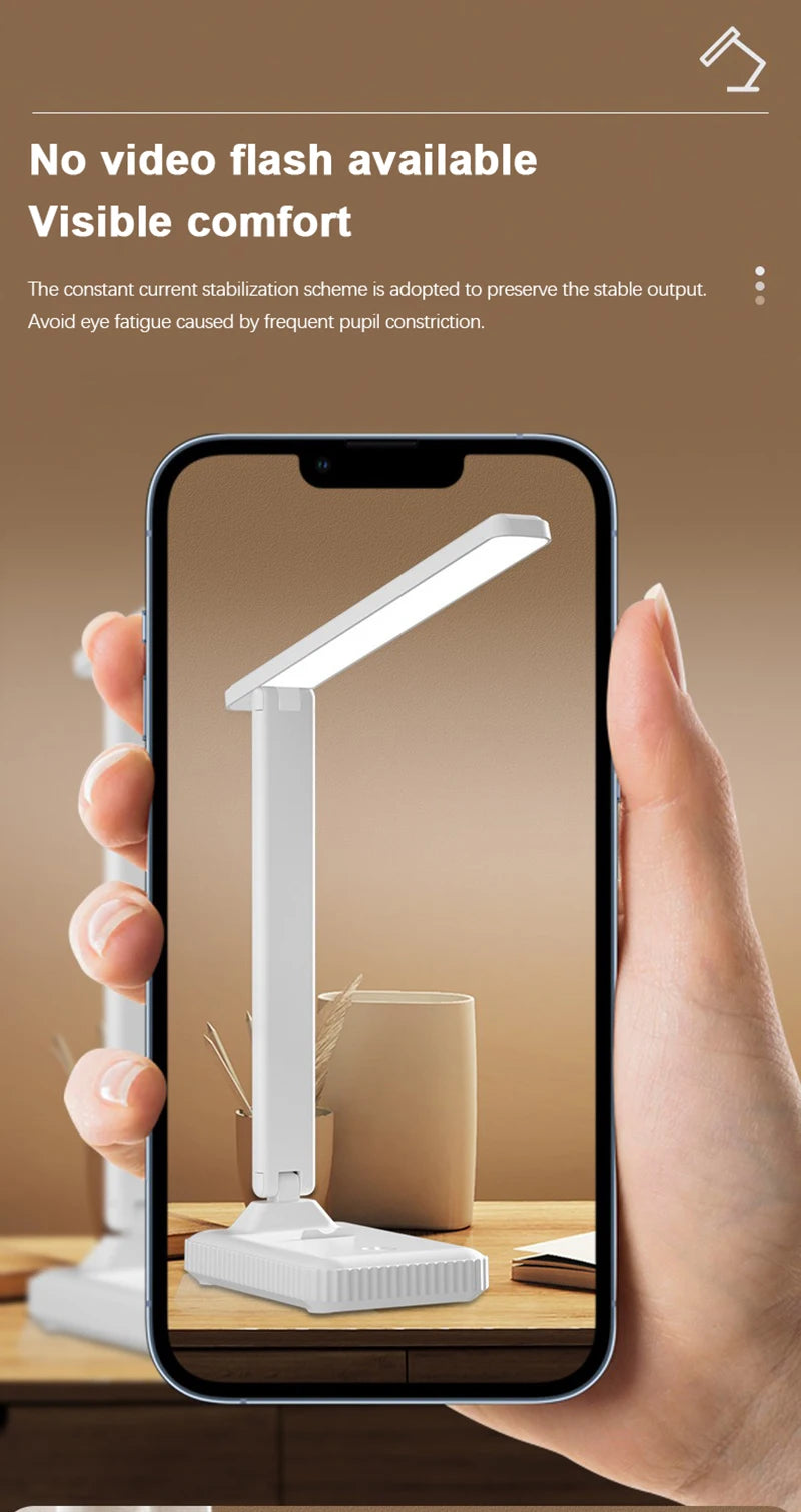 Premium USB Rechargeable Desk Lamp - Dimmable & Foldable