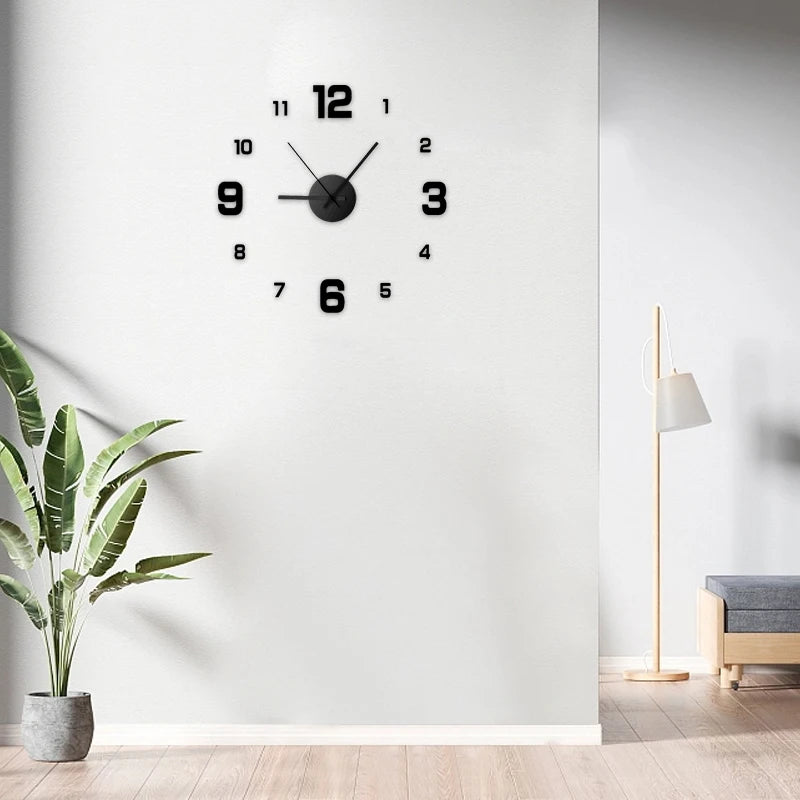 Elegant Frameless DIY Wall Clock - Silent & Modern Decor