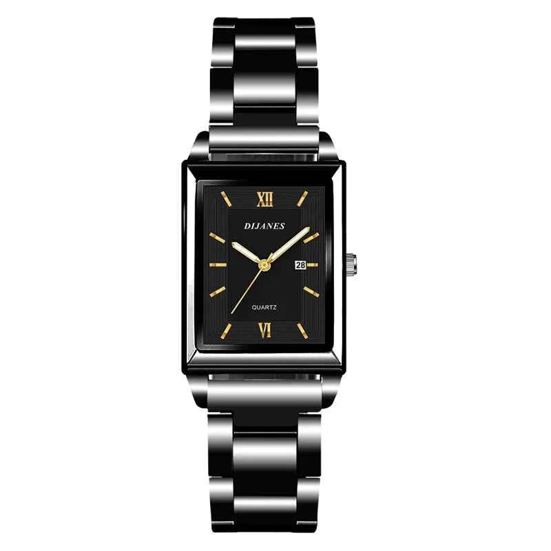 Elegant Men's Rectangle Watch - Stainless Steel Quartz