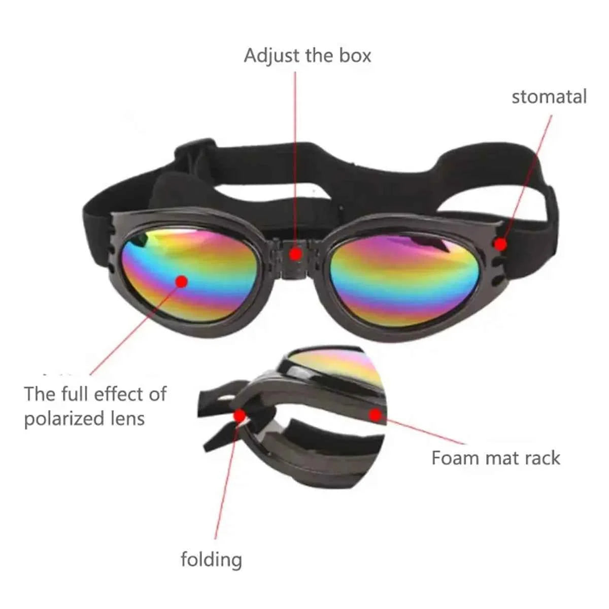 Pet Adjustable Dog Goggles Sunglasses Anti-UV Sun Glasses Eye Wear Protection Black Widely Used Dog Sunglasses Pet Dog Supplies