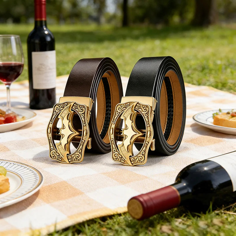 Vintage Retro Automatic Belt with Bat Buckle