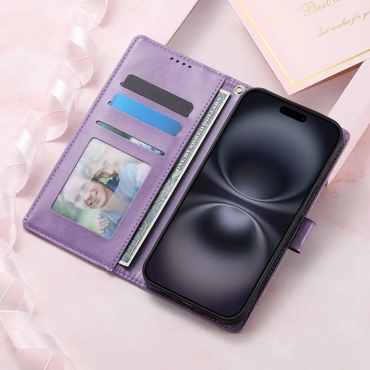 Luxury Leather Flip Case - Wallet & Card Slot Cover