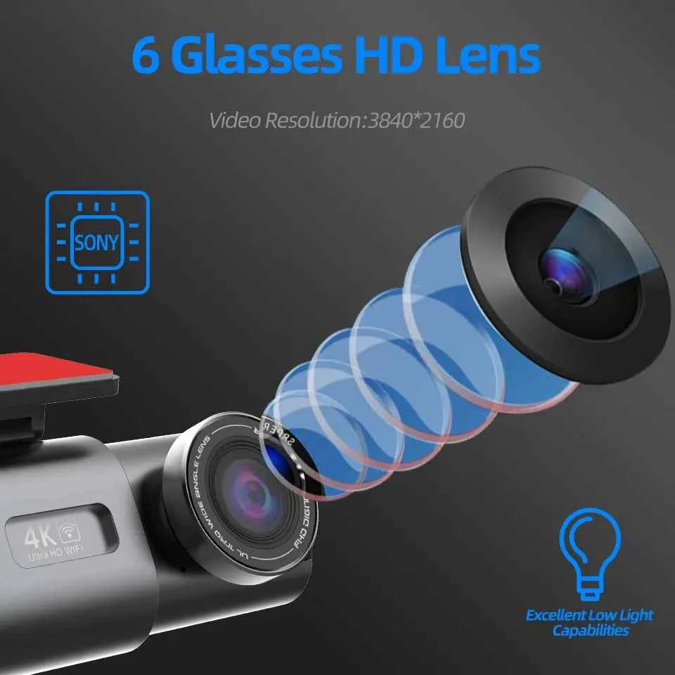 Professional 4K Dash Cam - Night Vision & Built-In Wi-Fi