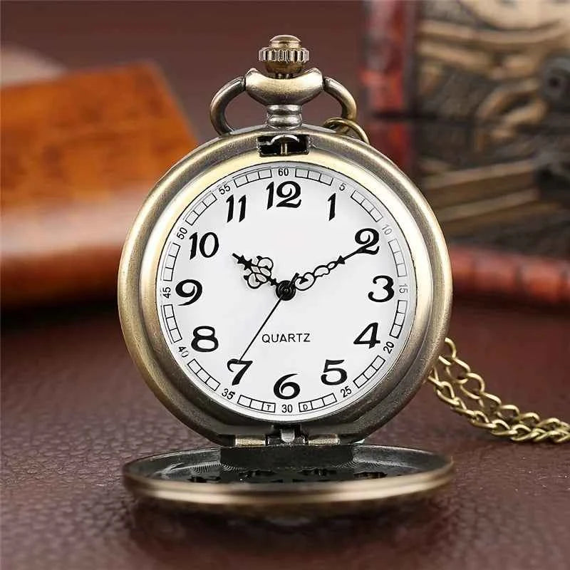 Vintage Quartz Pocket Watch - Intricate Spider Web Design