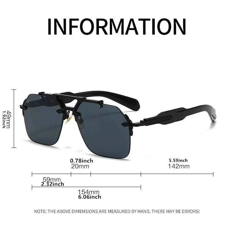 New Man Sunglasses Steampunk Double Girder Design Frameless Pilot eyewear UV Protection Retro Protective Glasses