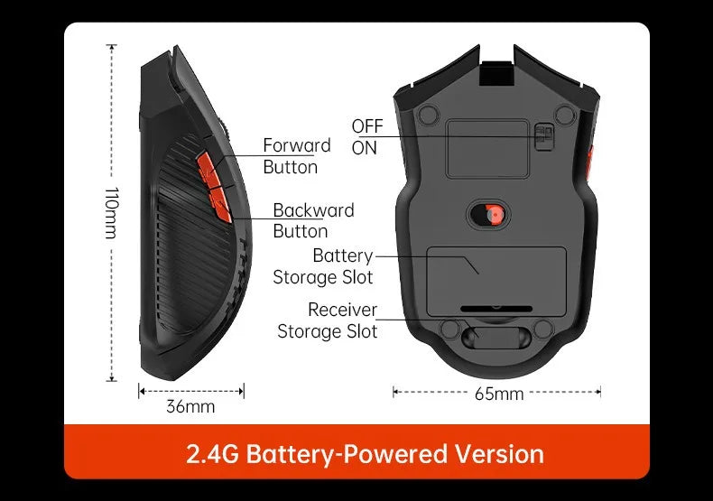 Premium Silent Wireless Mouse - 1600DPI Ergonomic Design