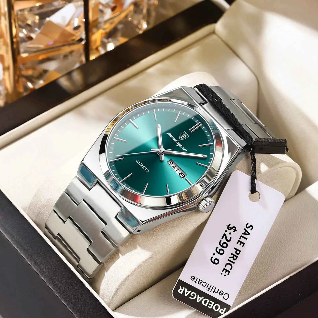 Luxury Men's Quartz Watch - Waterproof Stainless Steel Wristwatch