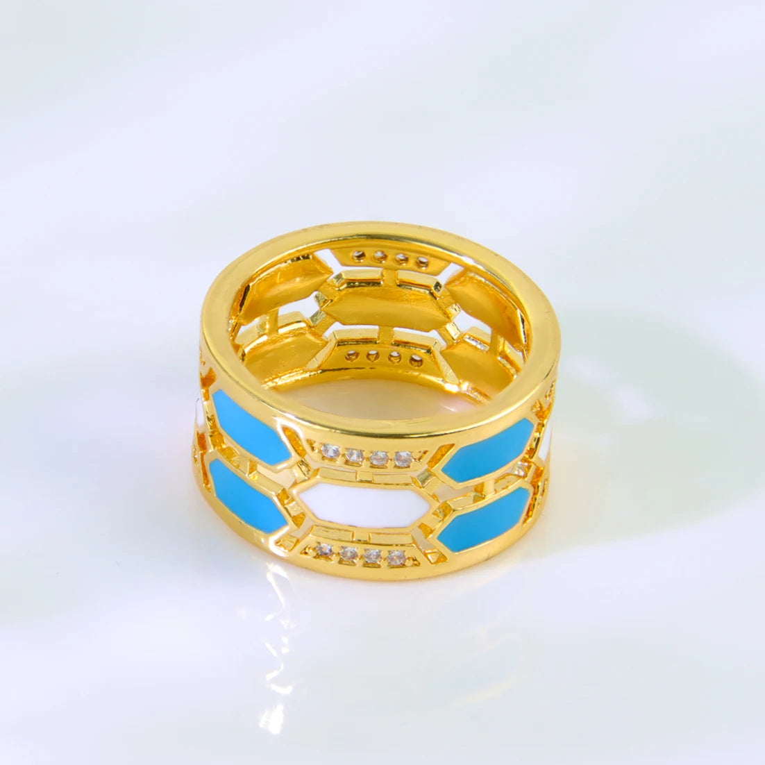 Luxury 21k Gold Plated Italian Zircon Cocktail Ring