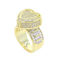 Elegant Iced Out Heart Engagement Ring - Gold & Silver