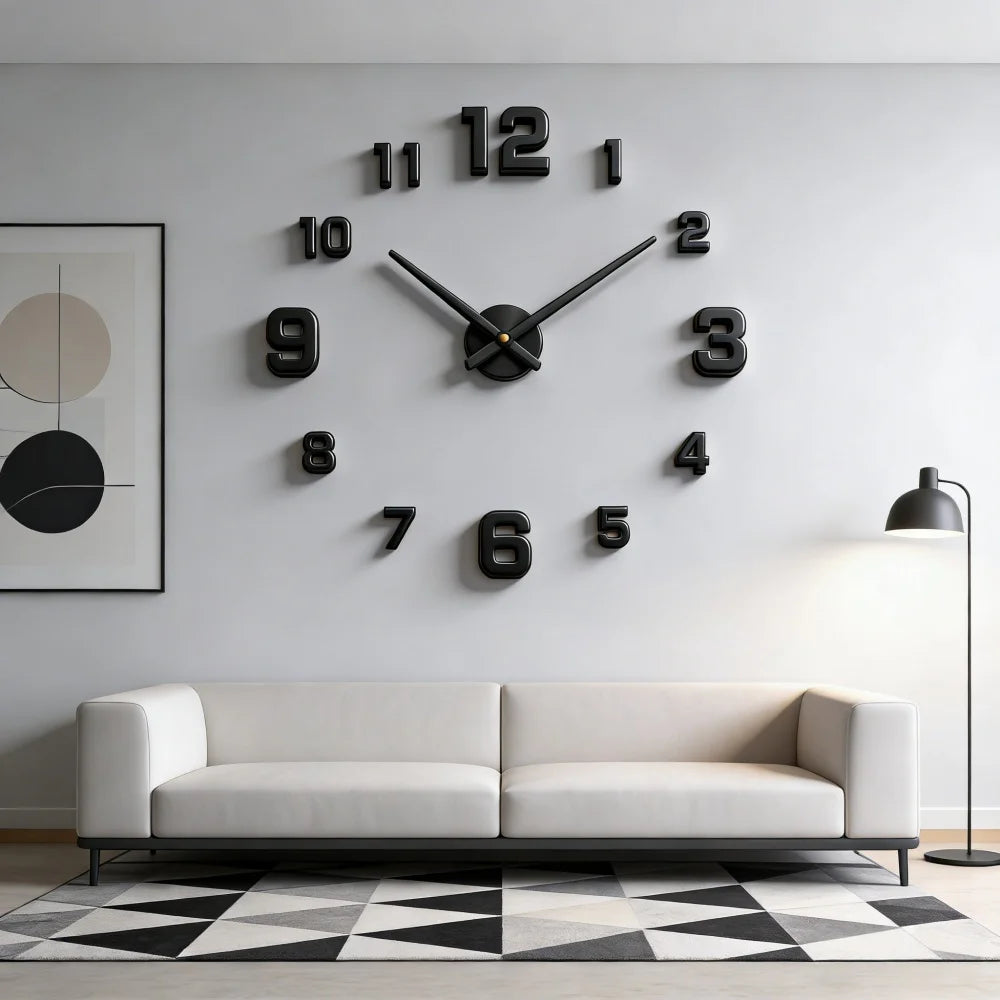 Elegant Modern Large Wall Clock - 3D DIY Quartz Design