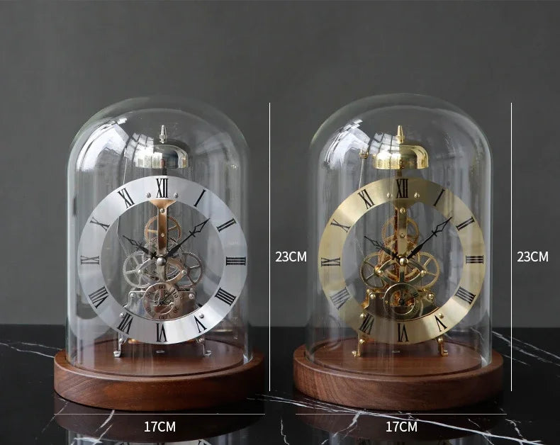 Elegant Luxury Desk Clock - Metal & Wood Tabletop Accent