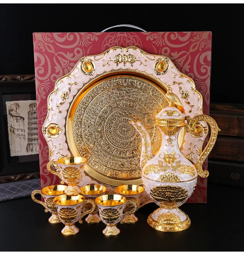 Elegant European Metal Wine Set - Retro Home Decor