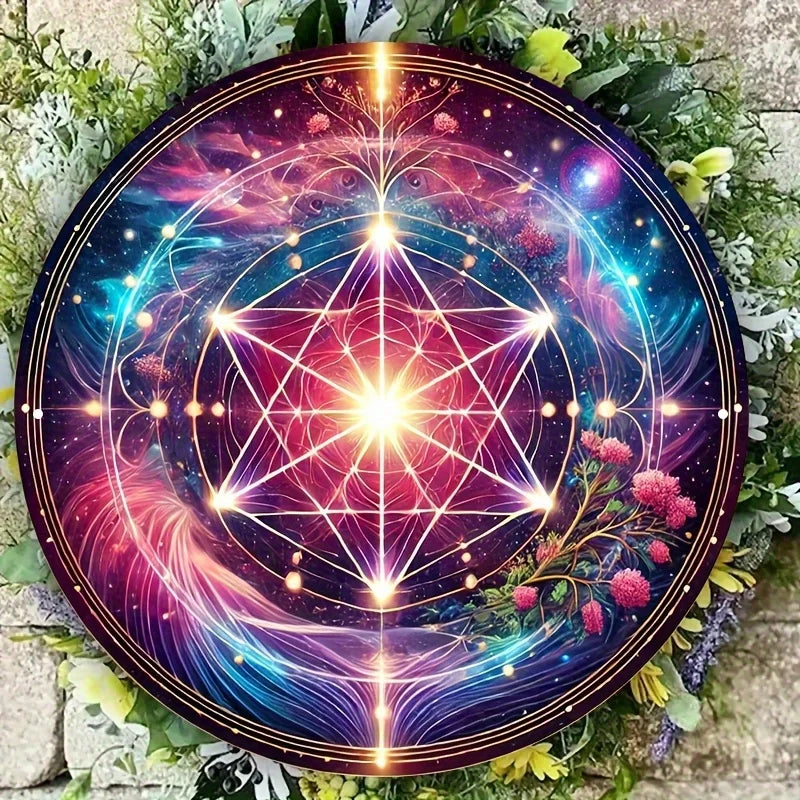 Elegant Flower of Life Metal Sign - Sacred Geometry Wall Art