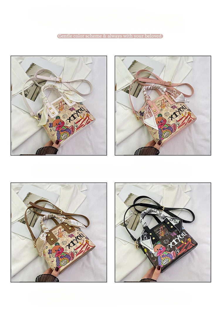 Elegant Artistic Crossbody Bag - Graffiti Design