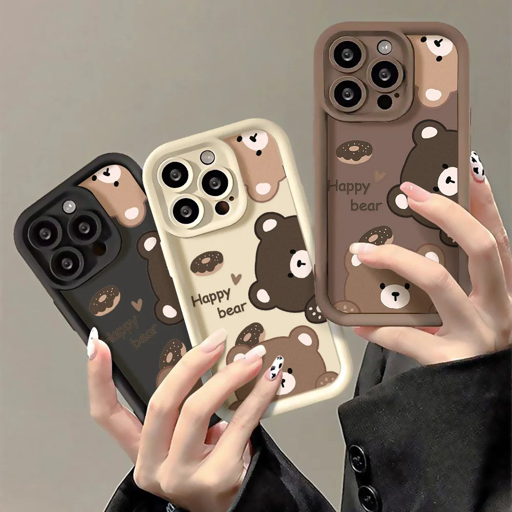 Premium Cute Bear iPhone Case - Shockproof Silicone Protection