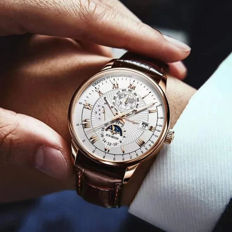 Elegant Men's Quartz Leather Watch - Versatile Business Style