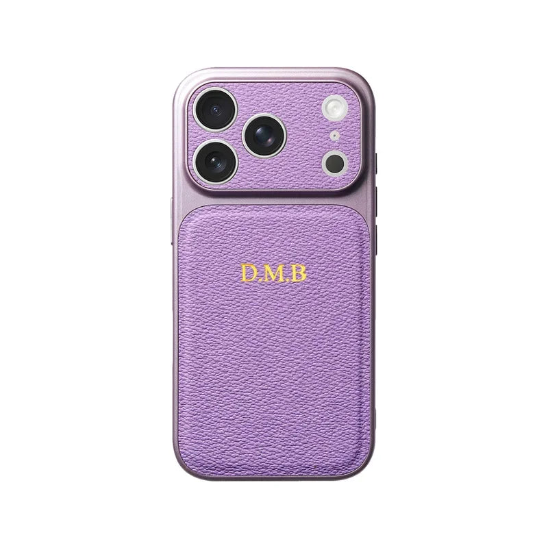 Luxury Initials Leather Phone Case with Lens Protection