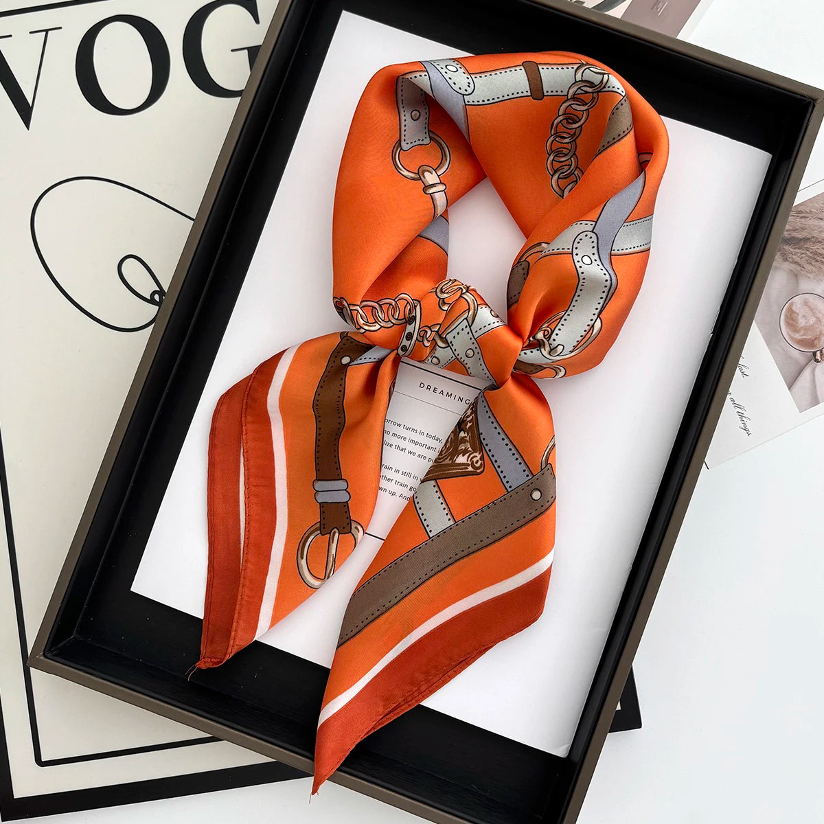 Elegant Square Satin Scarf - Soft Neckerchief & Headband
