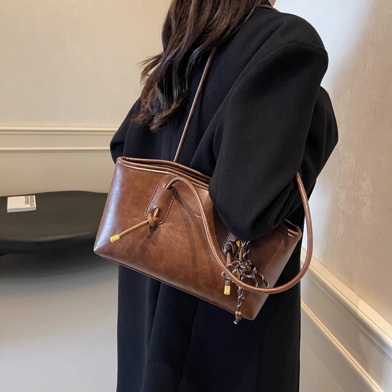 Women’s PU Leather Shoulder Bag - Y2K Retro Crossbody Bag Tote Handbag - Tulique