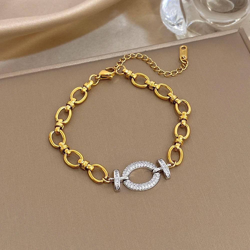 Elegant Vintage Chunky Chain Bracelet - Waterproof Geometric Jewelry