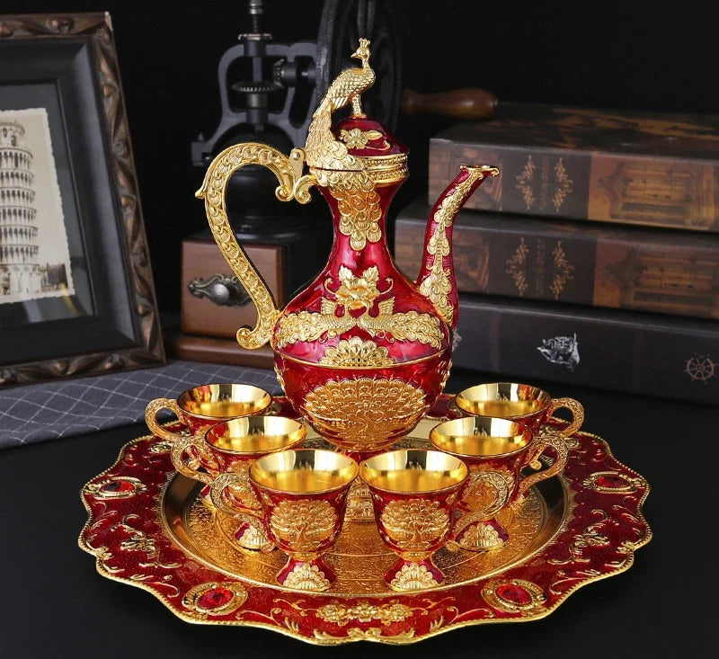 Elegant European Metal Wine Set - Retro Home Decor