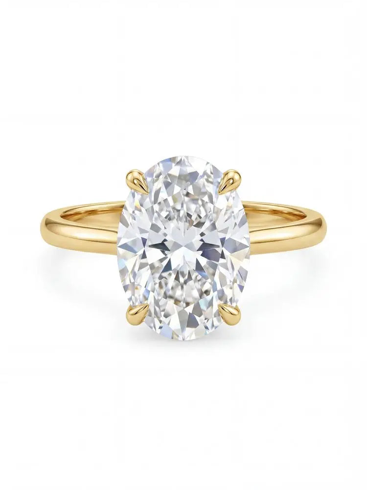 Luxury Sterling Silver Oval Stone Ring - Elegant Fine Jewelry