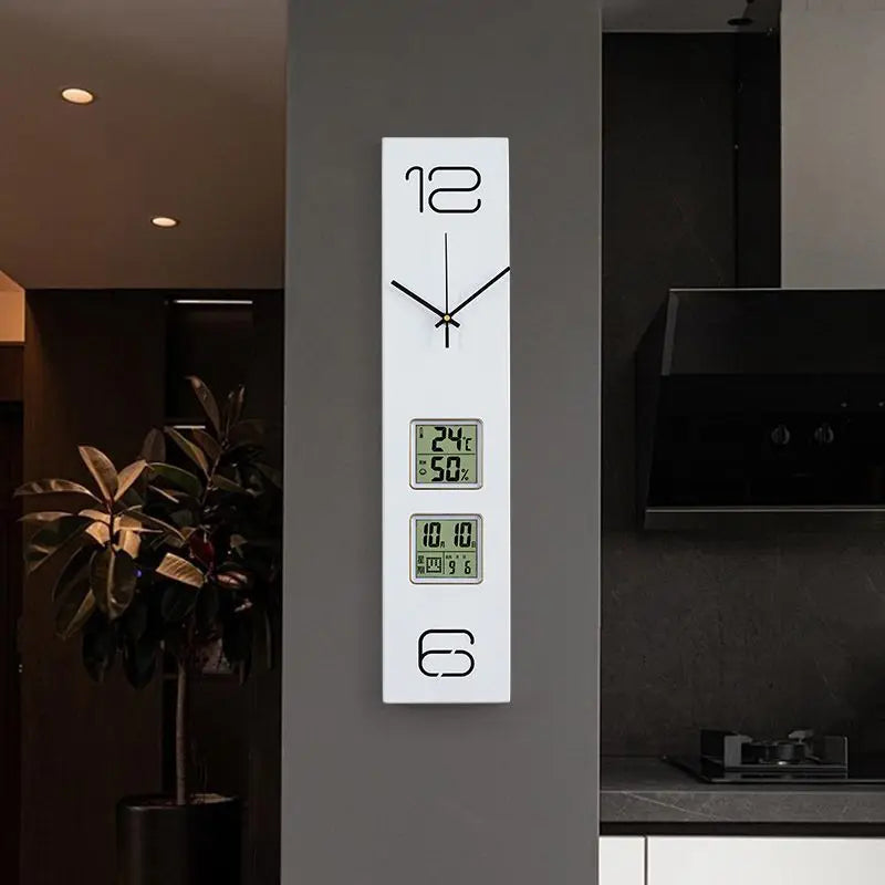 Elegant Modern Wood Silent Clock - Date & Temp Display