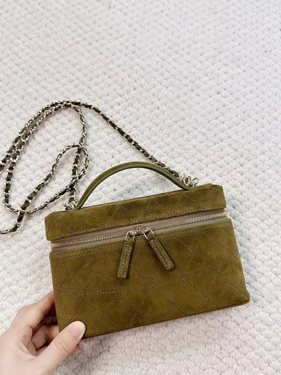 Elegant Frosted Suede Diamond Grid Chain Bag