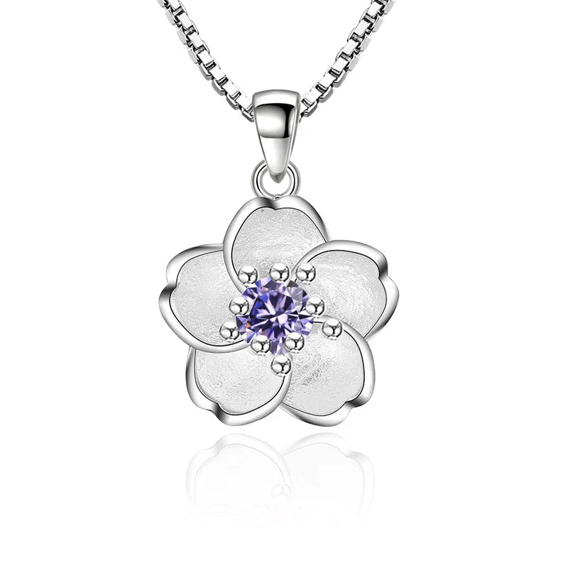 Elegant Sterling Silver Peach Blossom Necklace - Luxury Jewelry