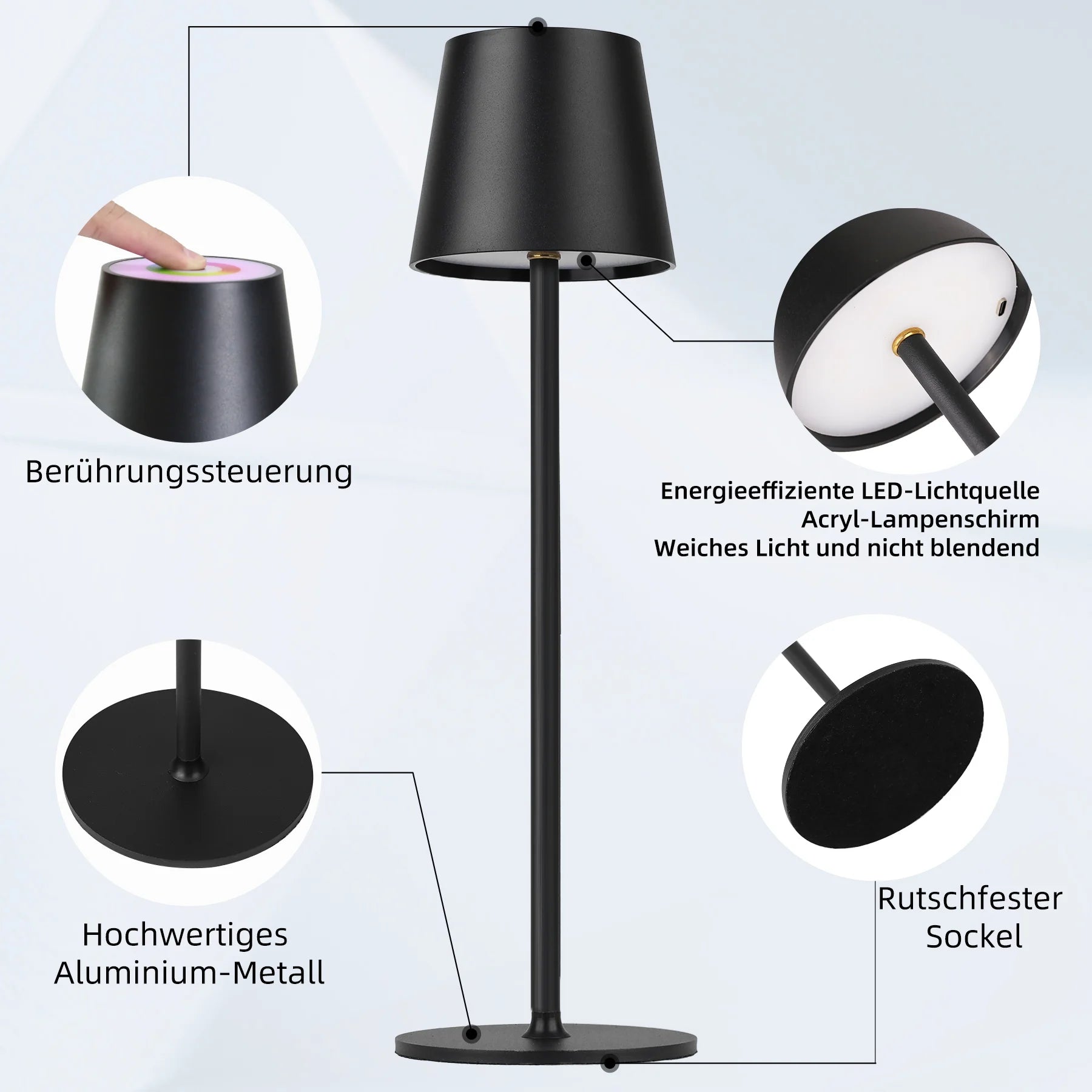 Premium USB Rechargeable Desk Lamp - 3-Color Dimmable Touch