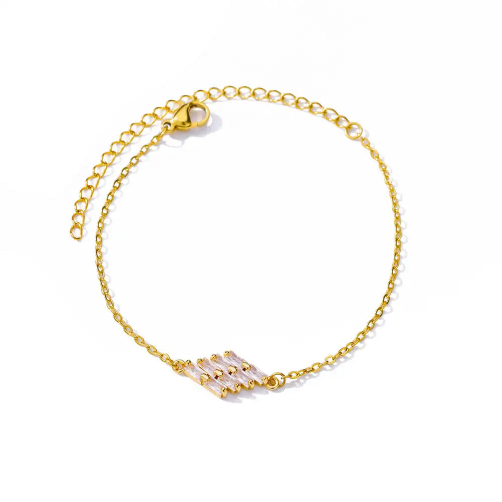 Elegant Zircon Flowers Bracelet - Luxury Gold Steel Jewelry