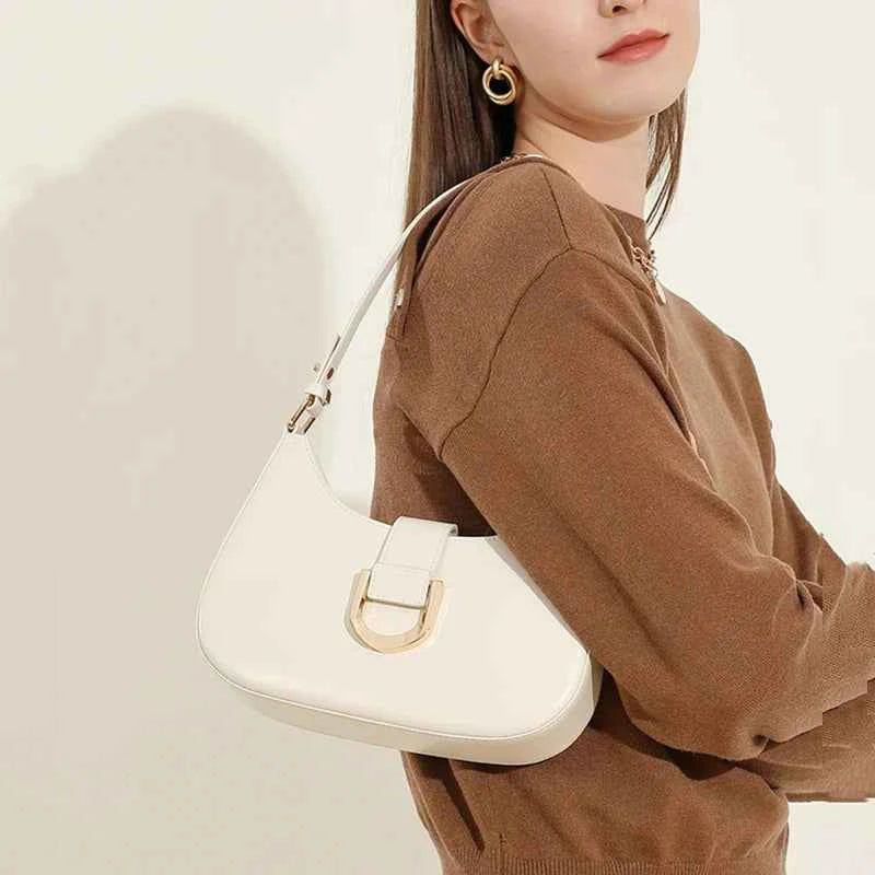 Elegant Crescent Shoulder Bag - Luxury PU Leather