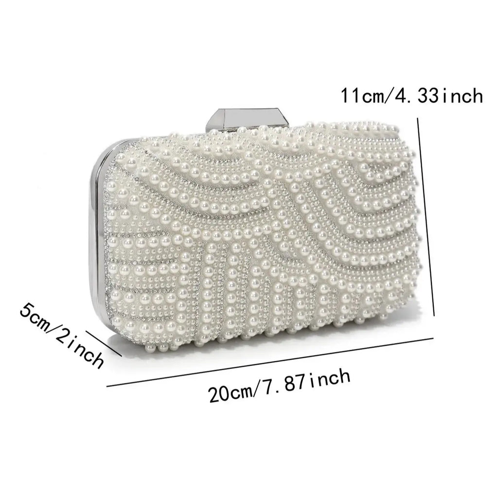 Elegant Pearl Rhinestone Bag - Luxury Evening Clutch