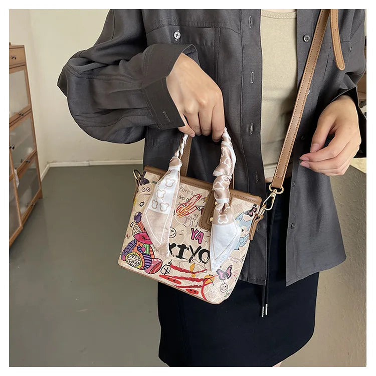 Elegant Artistic Crossbody Bag - Graffiti Design