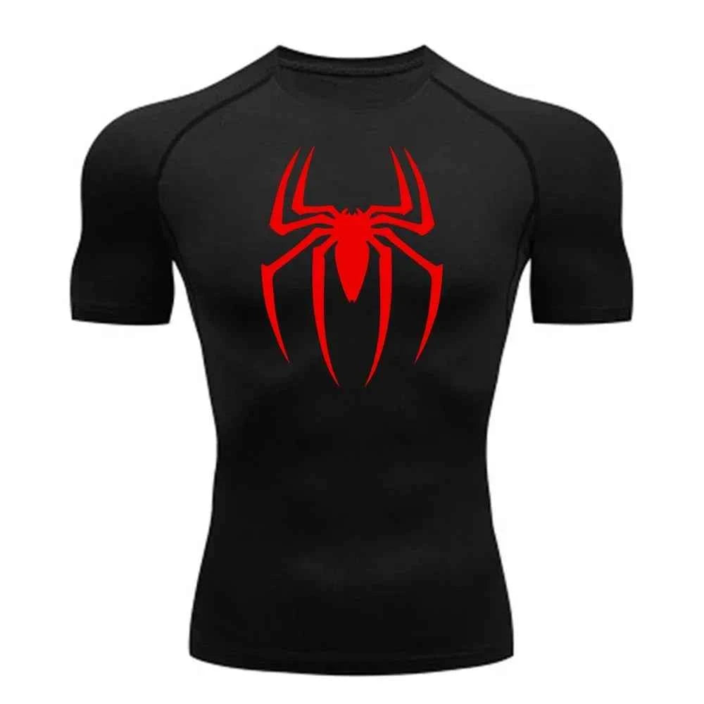 Men's Spider Printed Sports Top - Breathable Quick-Drying Fitness Tee