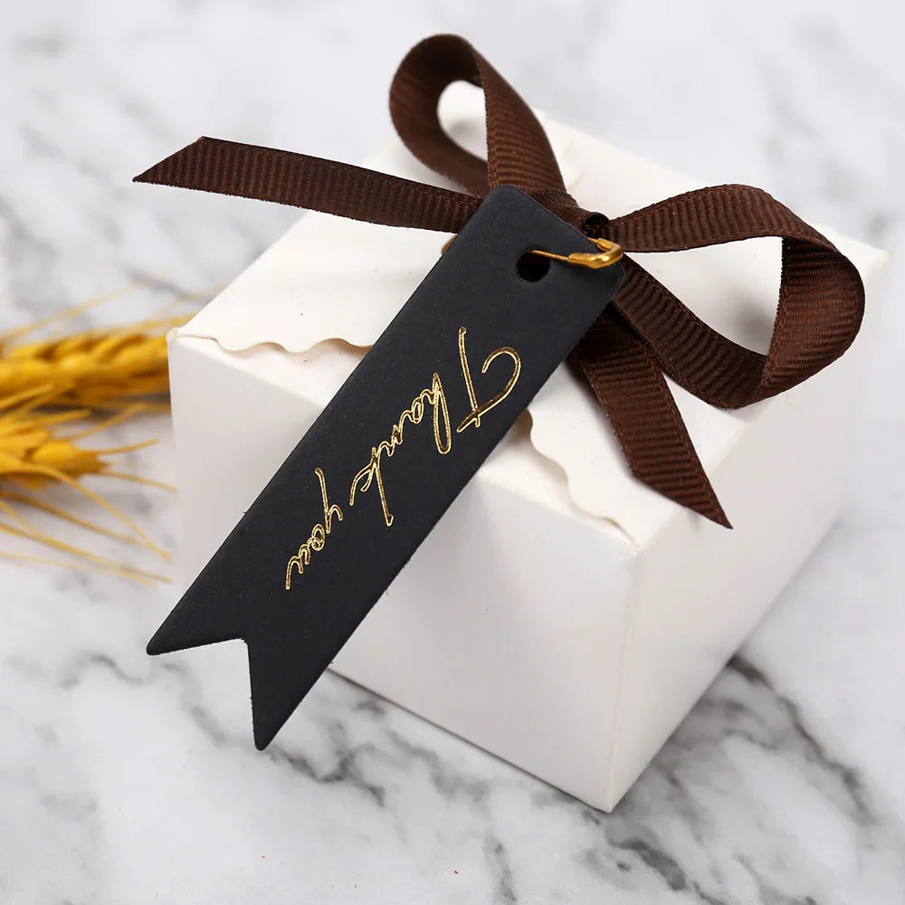 Elegant Kraft Paper Gift Tags - 50pc Thank You Labels
