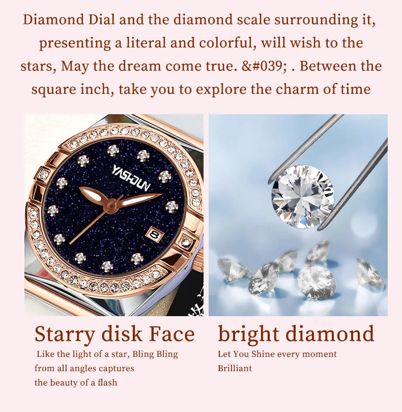 Elegant Ladies Quartz Watch - Waterproof Rose Gold Steel