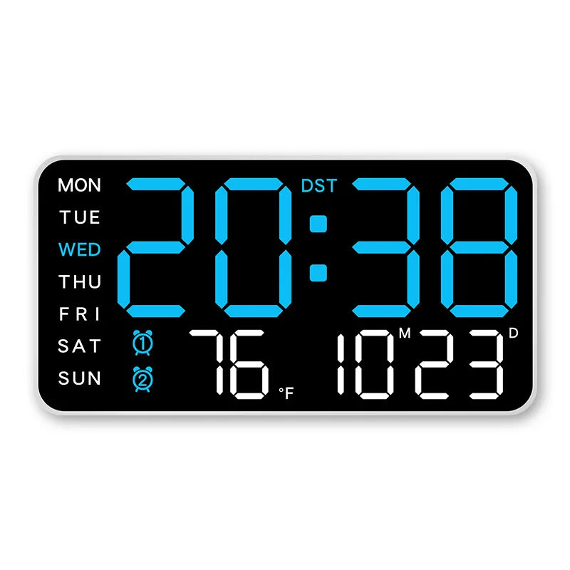Premium Large Digital Wall Clock - Remote Control & Dual Alarms