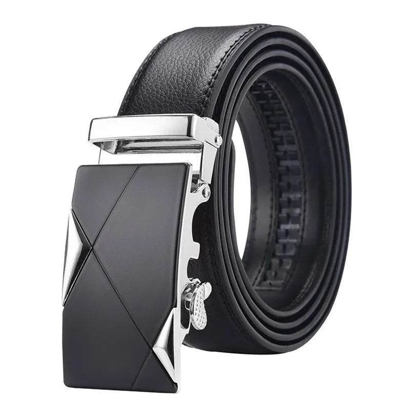 Luxury Men's Leather Belt - Premium Metal Buckle