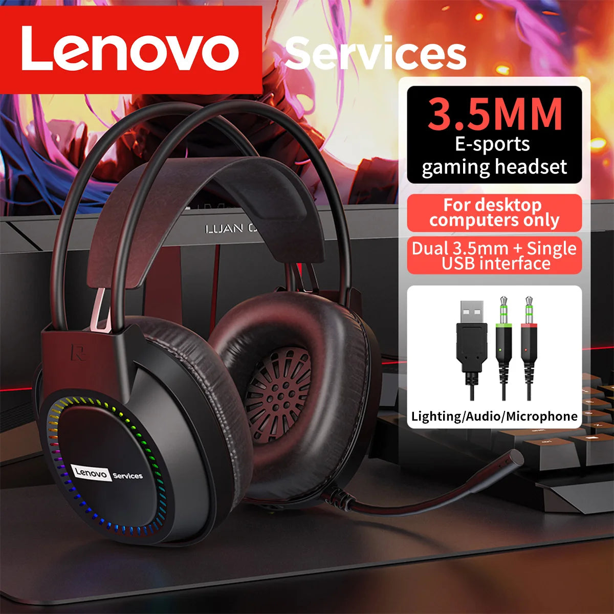 Premium RGB Gaming Headphones with Noise-Cancelling Microphone