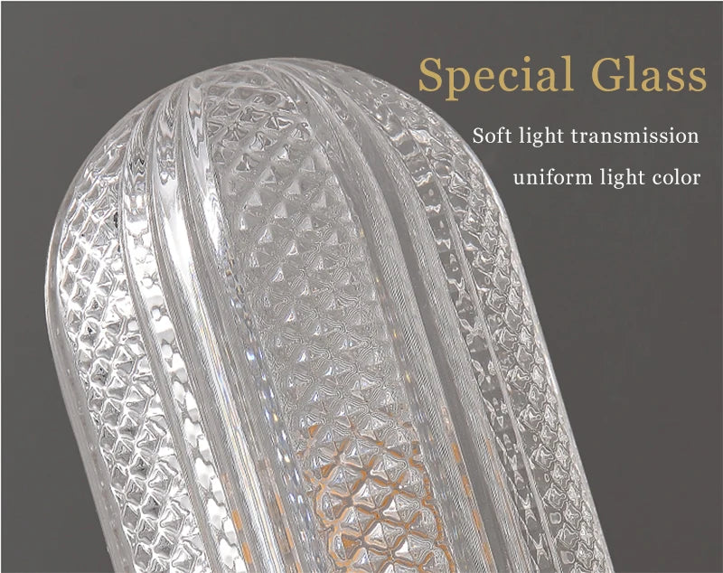 Luxury Gold Glass Wall Sconce - Elegant LED 12W Lighting