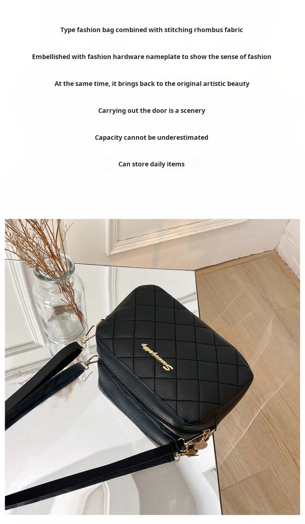 Tassel Embroidery Crossbody Bag - Chic Lingge Plaid Camera Bag with Chain Strap for Women - Tulique