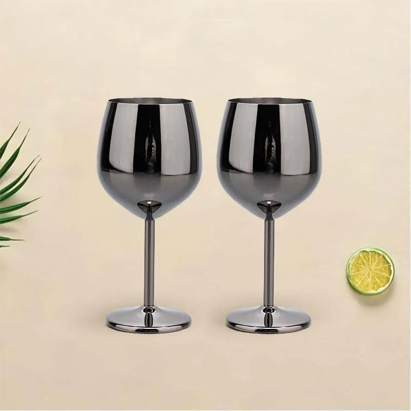 Elegant Stainless Steel Wine Goblet - Durable Metal Cup