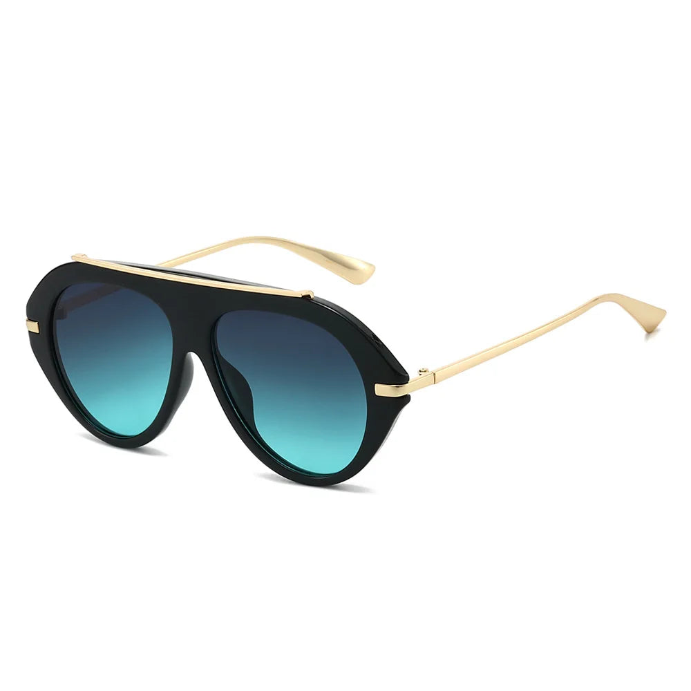 Retro Oversized Pilot Sunglasses - Vintage Gold Frame Shades